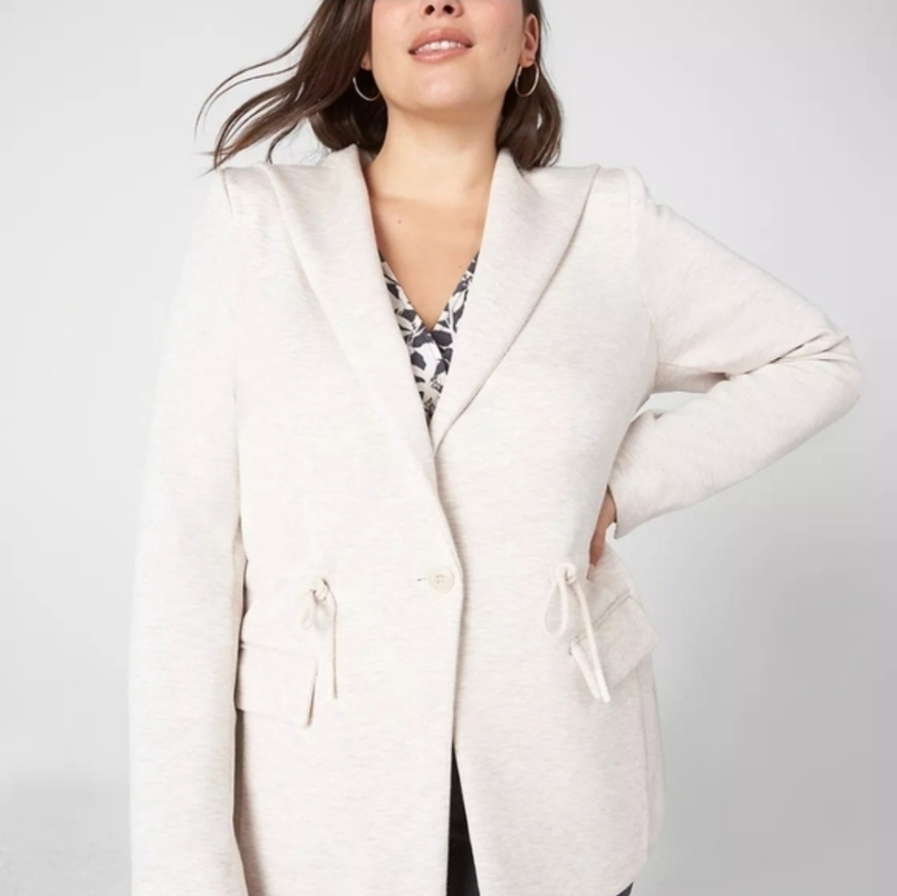 Lane Bryant Cream Journey Knit Hooded Jacket in Oatmeal 22 Petite NEW - Picture 6 of 8